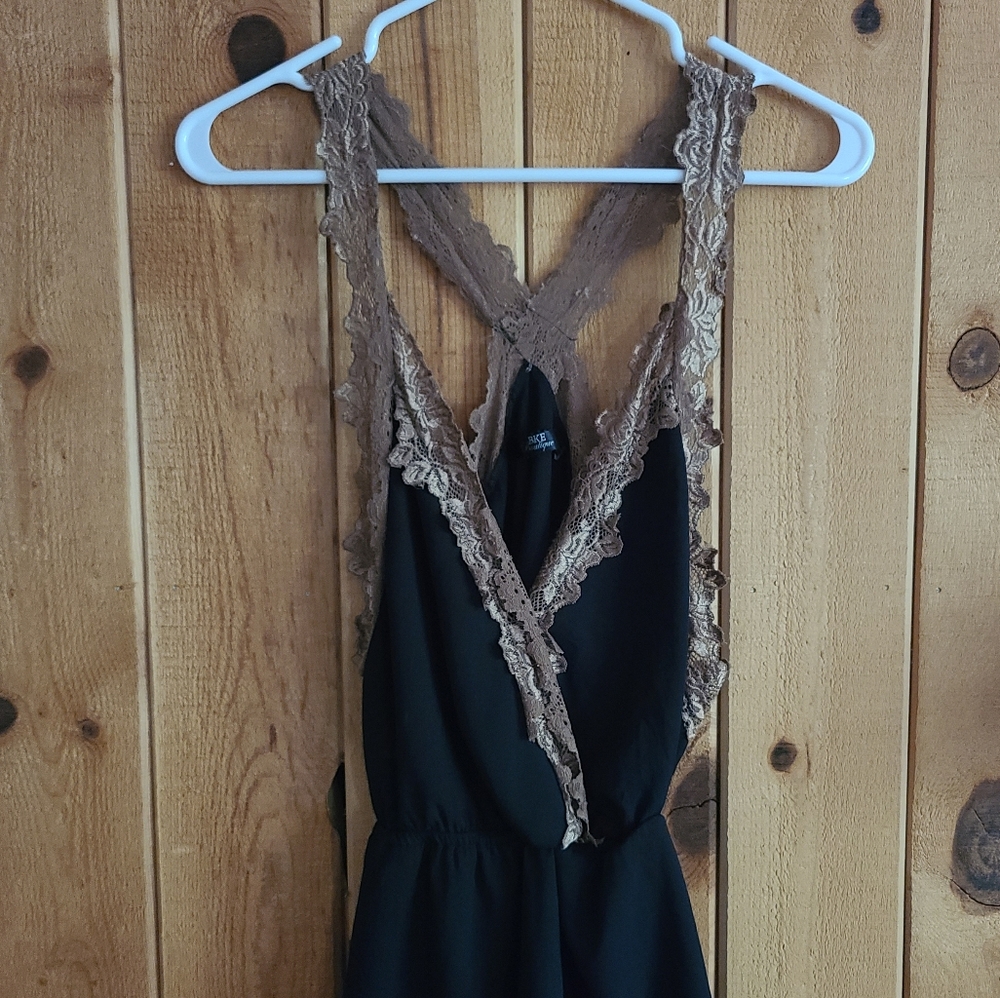 BKE black and gold lace tank
